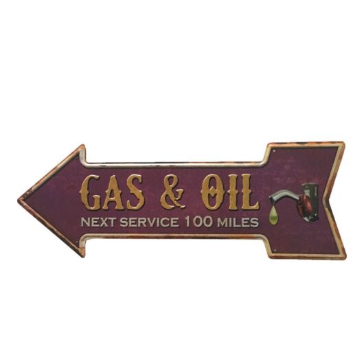 Metallskylt 45x16 cm Gas & Oil Next Service 100 Miles