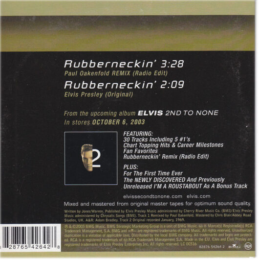 CD Elvis Presley-Rubberneckin Paul Oakenfold Remix - Bild 2