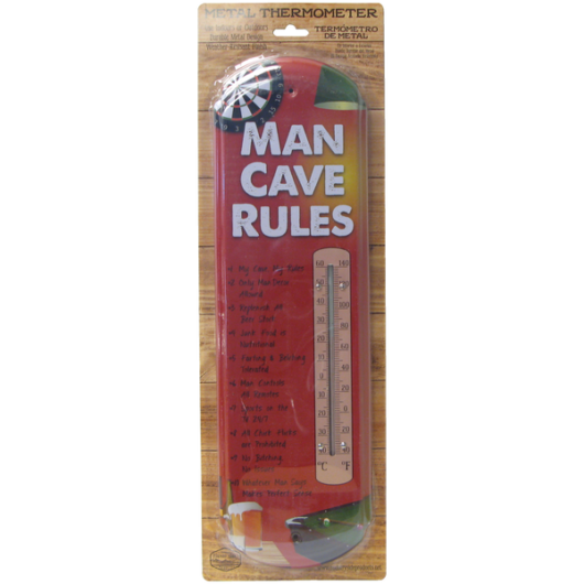 Termometer Man Cave Rules (44 x 13,3 cm. Djup 2 cm)